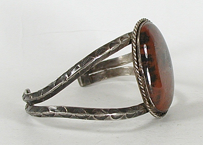 Vintage Sterling Silver Petrified Wood Bracelet 6 3/4 inch