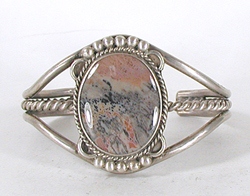 Vintage Sterling Silver Petrified Wood Bracelet 6 inch