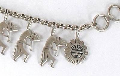 sterling silver Kokopelli Charm bracelet fits up to 6 1/2 inch wrist