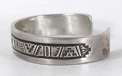Authentic Native American vintage sterling silver Stamped Bracelet 6 3/4 inch by Navajo silversmith Bruce Morgan