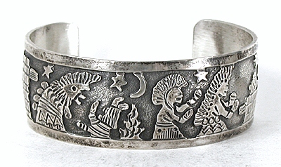 sterling silver overlay Kachina Bracelet 7 inch