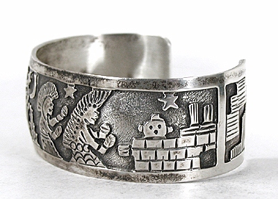 sterling silver overlay Kachina Bracelet 7 inch