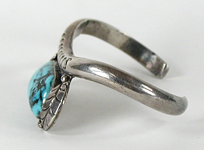 Vintage Sterling Silver and Turquoise Sweater Bracelet size 6 1/2