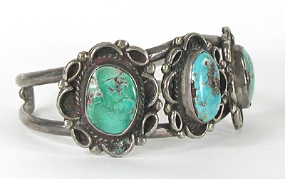Vintage Sterling Silver Turquoise Bracelet 7 inch