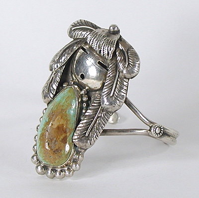 sterling silver and Turquoise Kachina Maiden Bracelet 6 1/2 inch by Billy Lacy