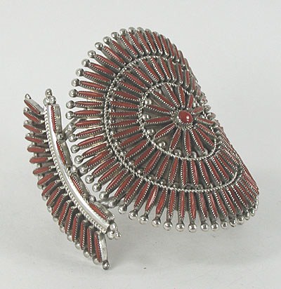 NOS Sterling Silver Coral Needlepoint Bracelet size 6 1/2