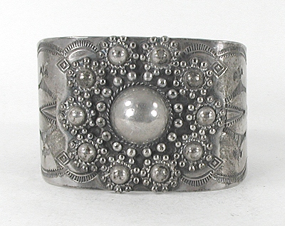 Vintage Sterling Silver Wide Stamped Cuff Bracelet 7 1/4 inch