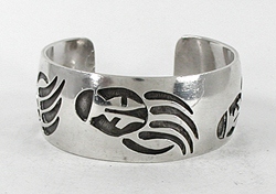 Authentic Native American Sterling Silver overlay Bear Paw Bracelet 6 5/8 inch by Gary and Elsie Yoyokie