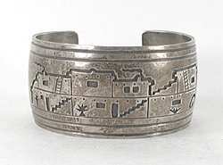 Authentic Native American Sterling Silver Pueblo Bracelet by Navajo artists Thomas