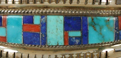 Sterling Silver Inlay Bracelet 7 inch by Navajo artist Joan Douglas