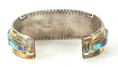 Sterling Silver Inlay Bracelet 7 inch by Navajo artist Joan Douglas