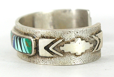 Sterling Silver and Multi-Stone Inlay Bracelet 6 3/4 inch