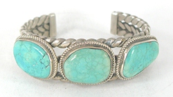 Vintage Sterling Silver and Turquoise Bracelet 6 1/4 inch