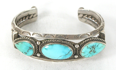 Vintage Sterling Silver and Turquoise Bracelet 6 5/8 inch
