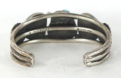 Authentic Native American Sterling Silver Turquoise Nugget Bracelet 6 3/4 inch by Navajo artisan Ernest Bilagoda