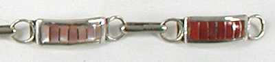 Multi-stone Inlay Link bracelet fits up to 7 1/4 inch wrist 