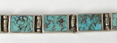 Turquoise Inlay Link bracelet fits up to 6 inch wrist 