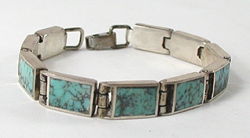 Turquoise Inlay Link bracelet fits up to 6 inch wrist 