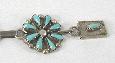 Turquoise Inlay Link bracelet fits up to 7 inch wrist 