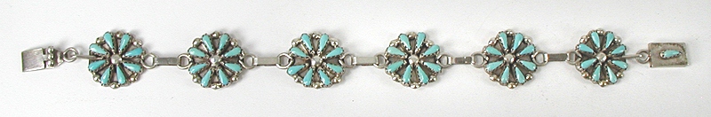Turquoise Inlay Link bracelet fits up to 7 inch wrist 