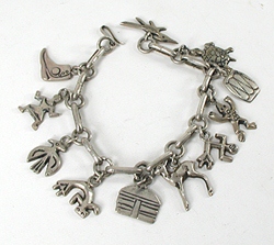 Vintage Sterling Silver Link Charm Bracelet fits up to a 7 1/4 inch wrist