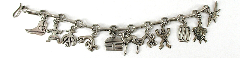 Vintage Sterling Silver Link Charm Bracelet fits up to a 7 1/4 inch wrist
