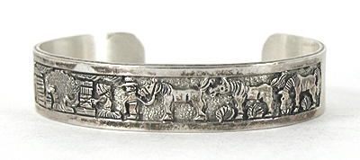 Authentic Native American Sterling Silver Storyteller Bracelet by Navajo artisan Benny Benally 