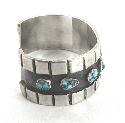 Sterling Silver and Turquoise 9-stone Bracelet 6 5/8 inch