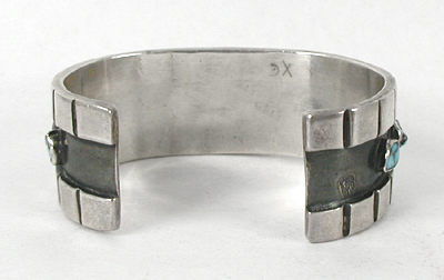 Sterling Silver and Turquoise 9-stone Bracelet 6 5/8 inch