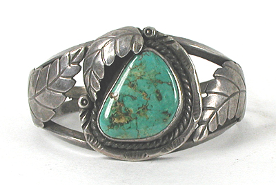 Vintage Authentic Native American Sterling Silver Turquoise Bracelet 6 inch by Navajo artisan Jimmie Begay by Navajo artist Jimmie Begay