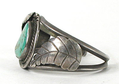 Vintage Authentic Native American Sterling Silver Turquoise Bracelet 6 inch by Navajo artisan Jimmie Begay