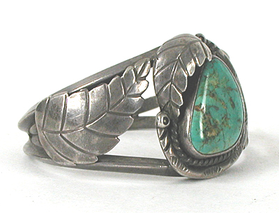 Vintage Authentic Native American Sterling Silver Turquoise Bracelet 6 inch by Navajo artisan Jimmie Begay by Navajo artist Jimmie Begay