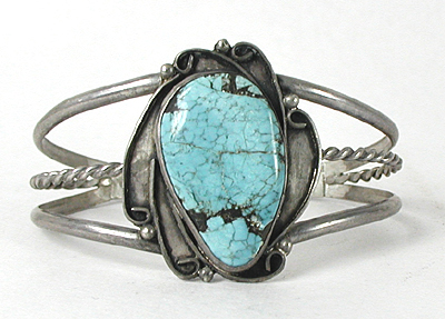 Vintage Sterling Silver and Turquoise Bracelet 6 3/4 inch