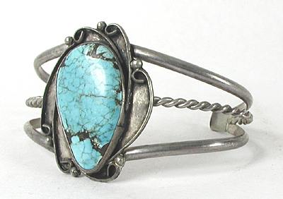 Vintage Sterling Silver and Turquoise Bracelet 6 3/4 inch