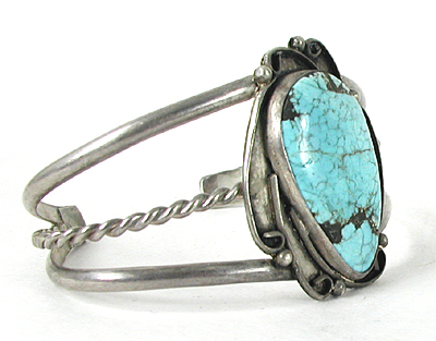 Vintage Sterling Silver and Turquoise Bracelet 6 3/4 inch