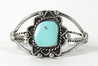 Vintage Sterling Silver and Turquoise Bracelet 6 inch