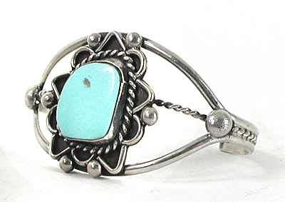 Vintage Sterling Silver and Turquoise Bracelet 6 inch