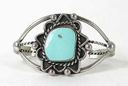 Vintage Sterling Silver and Turquoise Bracelet 6 inch