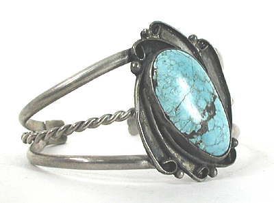 Vintage Sterling Silver and Turquoise Bracelet 6 1/8 inch