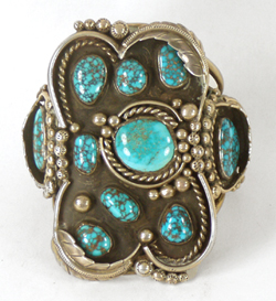 Vintage Sterling Silver and Turquoise Bracelet 6 inch