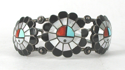 Sterling Silver Vintage Sunface bracelet size 6