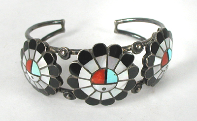 Sterling Silver Vintage Sunface bracelet size 6