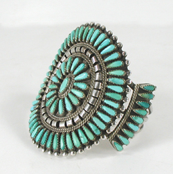 Vintage Sterling Silver and Turquoise Petit Point Bracelet 7 inch