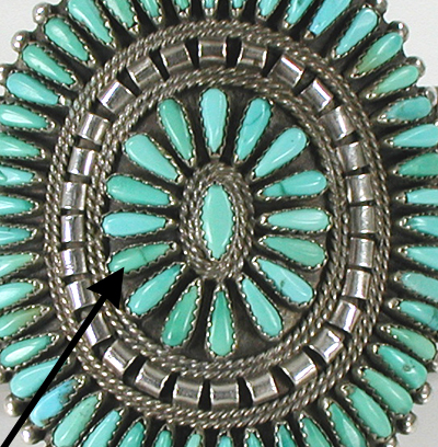Vintage Sterling Silver and Turquoise Petit Point Bracelet 7 inch