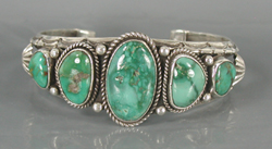 Authentic Native American Sterling Silver Turquoise Bracelet 7 1/2 inch by Navajo artisan Ernie Lister