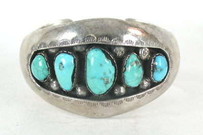  Sterling Silver Turquoise Shadowbox Bracelet 6 inch 