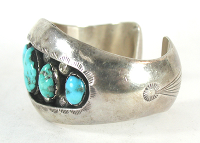  Sterling Silver Turquoise Shadowbox Bracelet 6 inch 