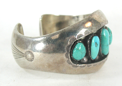  Sterling Silver Turquoise Shadowbox Bracelet 6 inch 