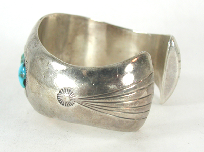  Sterling Silver Turquoise Shadowbox Bracelet 6 inch 