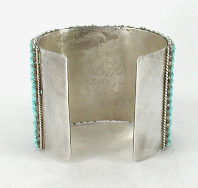 Authentic Native American sterling silver Turquoise Snake Eye Bracelet by Zuni April Haloo 